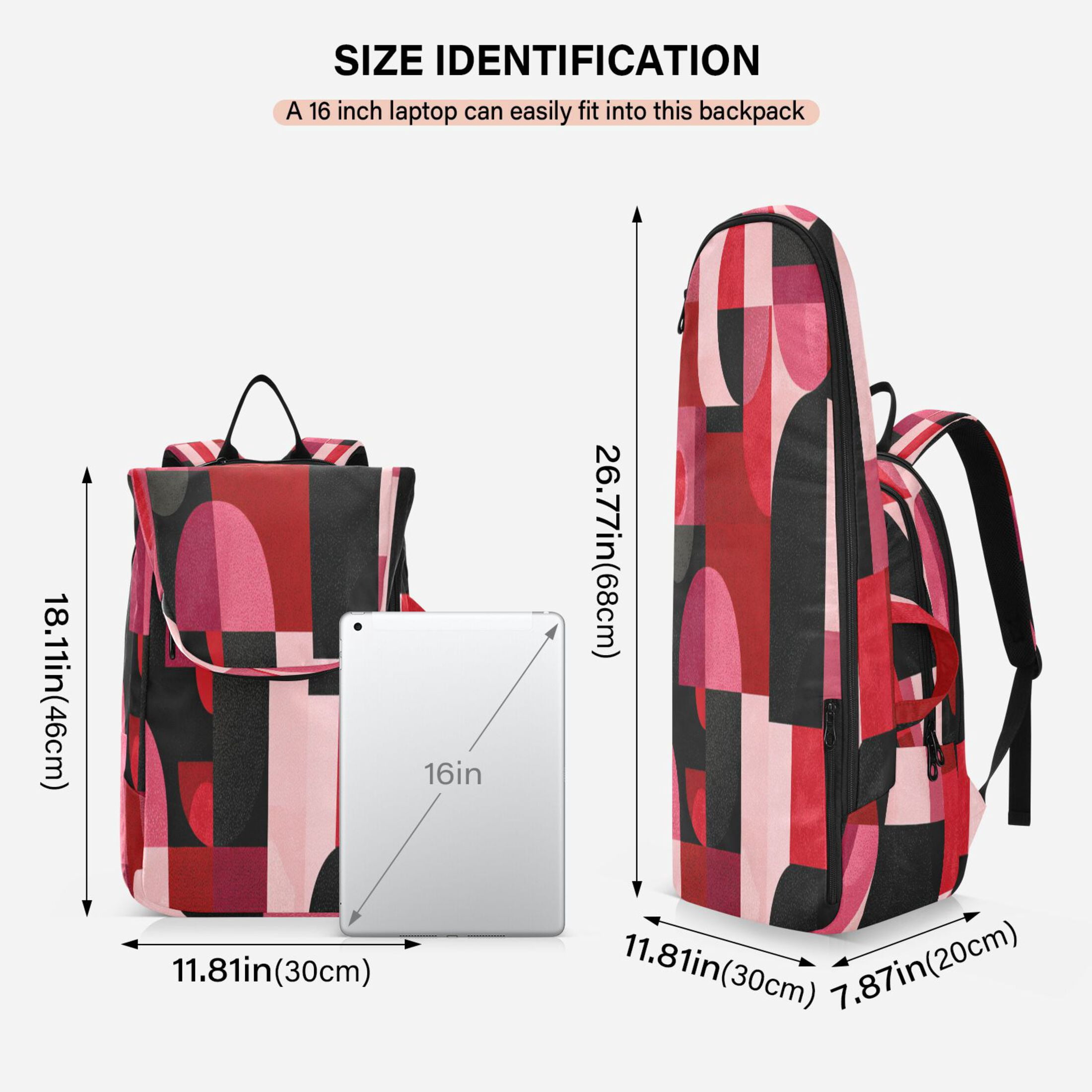 2 Racquet Holder Tennis Backpack Tennis Racket Covers Gym Bags Red and Black Record Pattern