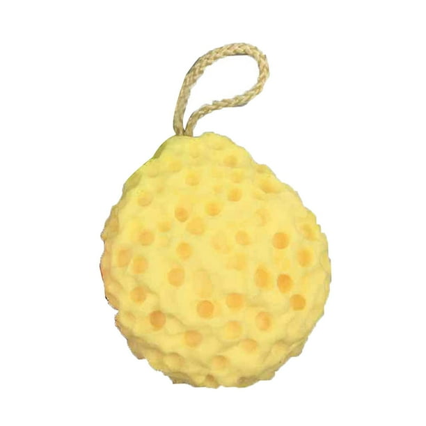 Esponja de ducha con bola de baño, exfoliante corporal, colgante, cómoda, para lavar a máquina, malla, jabón Amarillo
