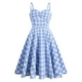 thumbnail image 3 of Lovzfmll Robe Maxi d'Été Légère à Col Style Britannique Bleu et Blanc pour Femme Bleu Clair, P, 3 of 8