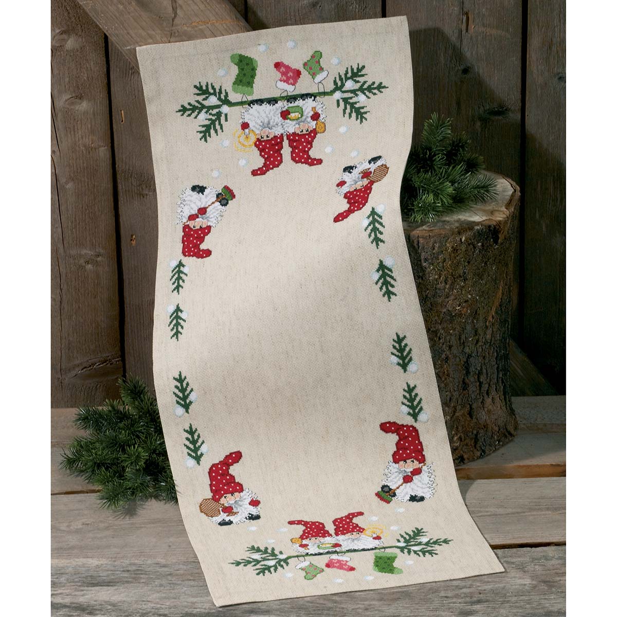 Permin® Elf & Stockings Table Runner Counted CrossStitch Kit Walmart