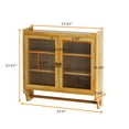 thumbnail image 6 of 24.8''Glass Door Vintage Double Door Wall Cabinet With Three Tiers of Storage With Towel Rack,for Bathroom, Kitchen,,Dining Room,,Original Wood Color, 6 of 12