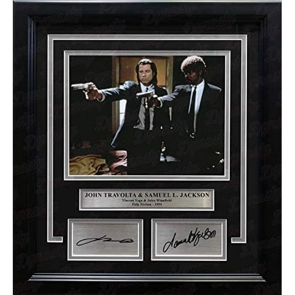 Pulp Fiction John Travolta & Samuel L. Jackson Framed Movie Photo with Engraved Autographs