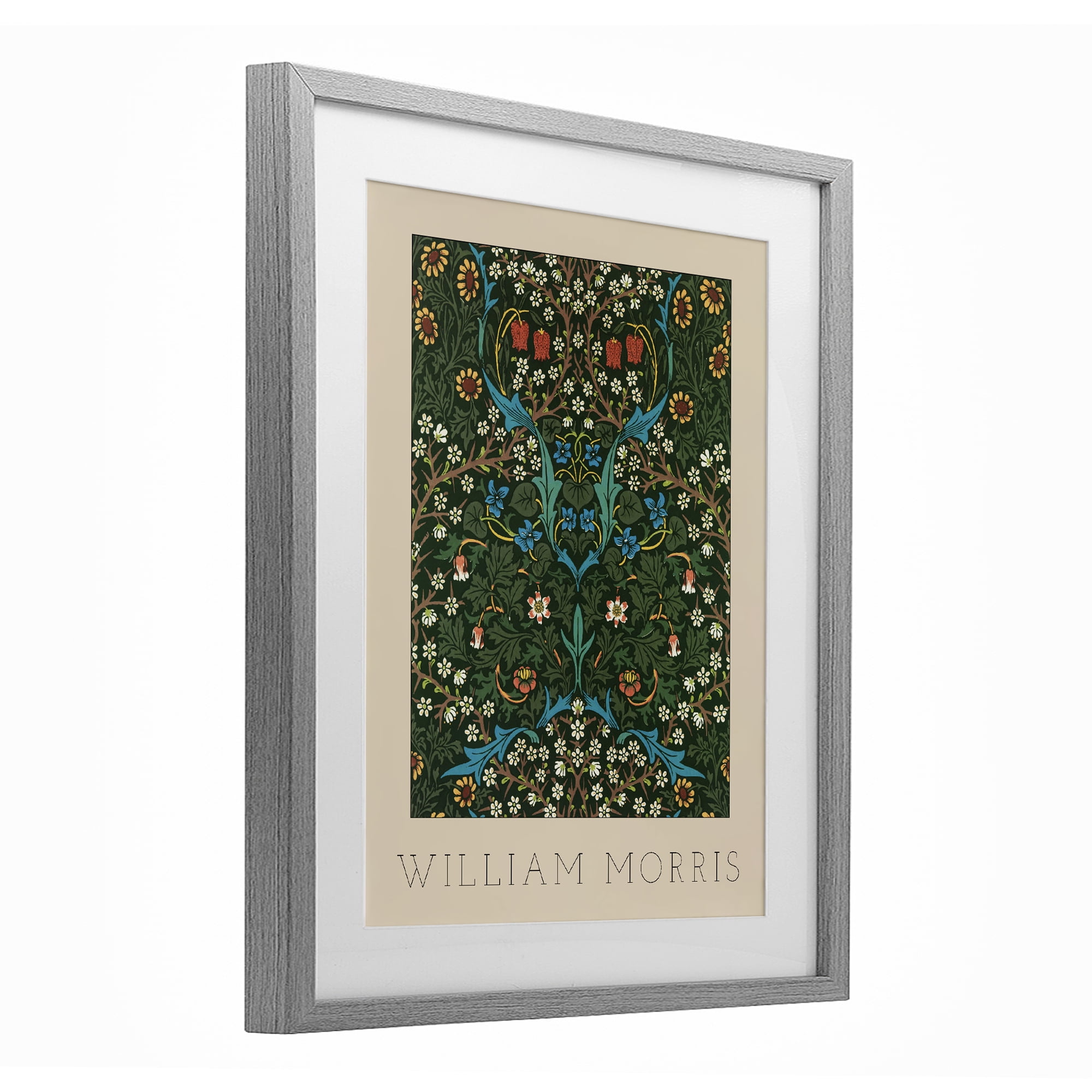 Stupell Industries Ornate Botanicals William Morris Gray Framed Print Under Glass, design by Lil' Rue