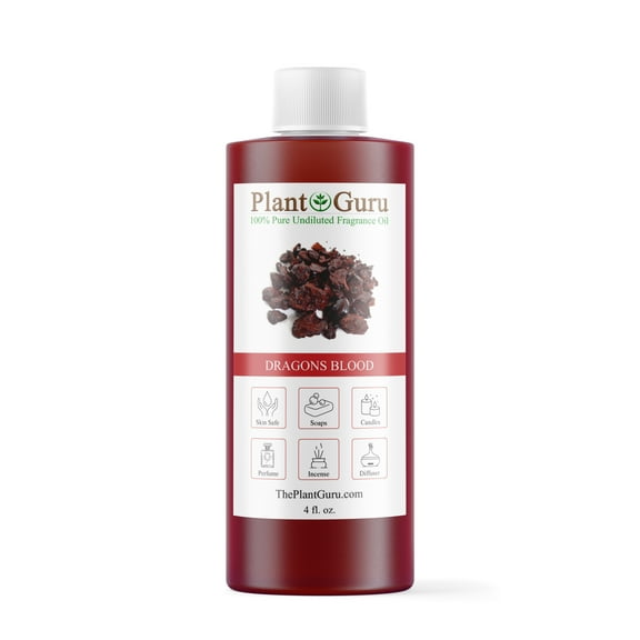 Dragons Blood Fragrance Oil 4 fl. oz. Scented Oil for DIY Soap Making, Candles, Bath Bombs, Body Butters. Used In Aromatherapy Diffusers, Burners and Warmers. Great Addition To Lotions and Creams.