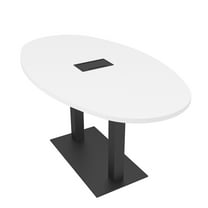 6 Person Conference Room Table Metal Base Boval Shape Electrical Unit