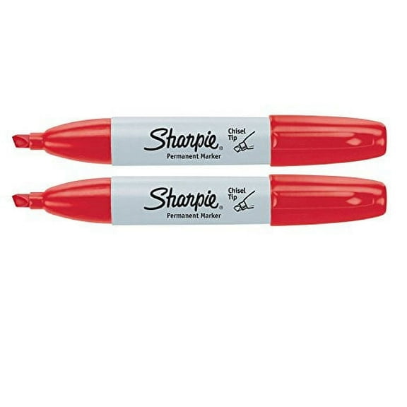 Sharpie Permanent Marker Per Order Chisel Tip, Red, 2 Count, 2 Pack
