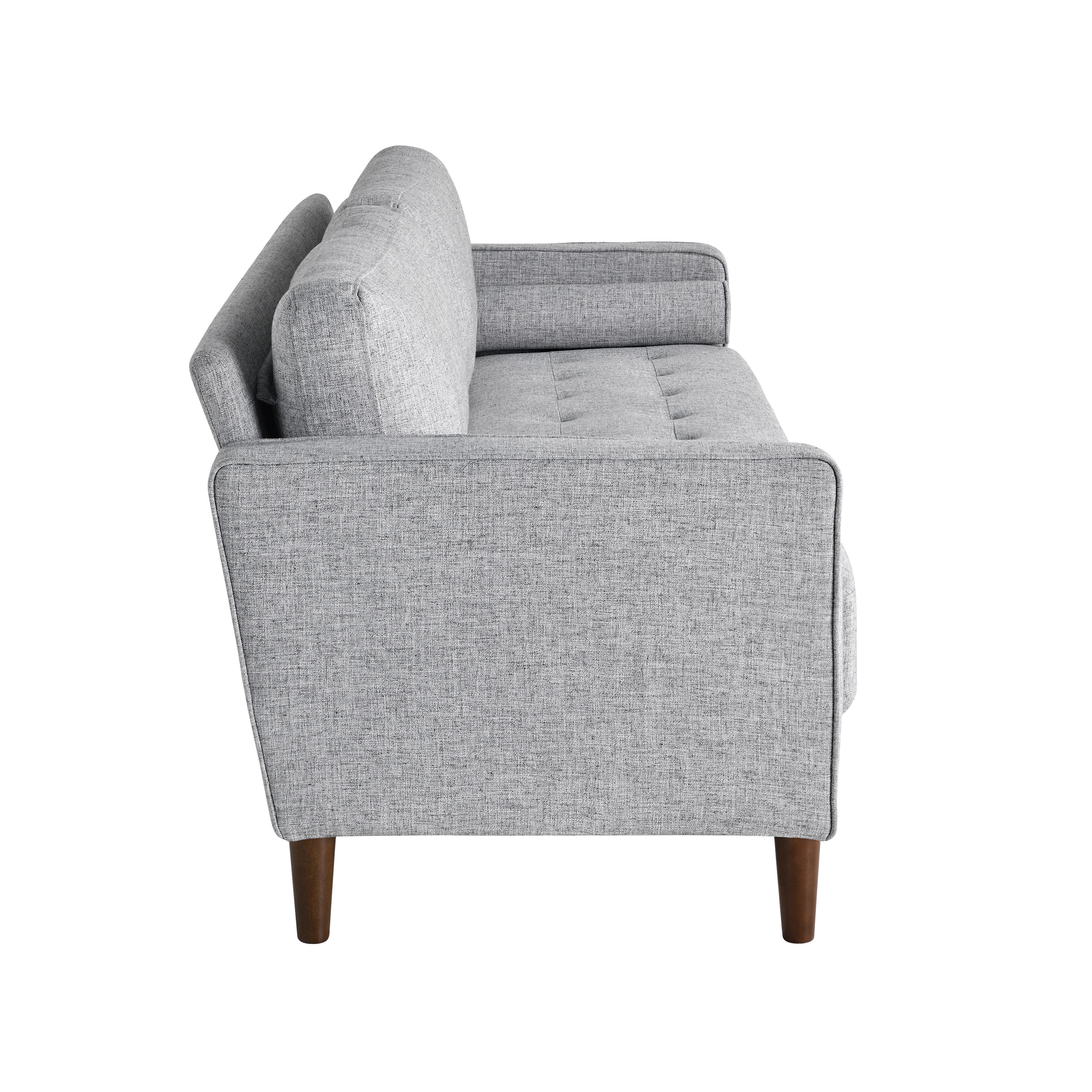 Studio Living Lorelei Mid-Century Modern Cushion Back Upholstered Sofa, Light Gray Fabric