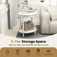 thumbnail image 2 of Topcobe 2-Tier Oval Side Table with Storage Shelf and Solid Wood Legs, End Tables Bedroom, Small Sofa Side Table for Living Room, White, 2 of 10