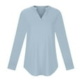 thumbnail image 5 of KIHOUT Women Loose Casual Sleeve V-Neck Solid Casual Blouse T-shirt Tunic Tops, 5 of 9