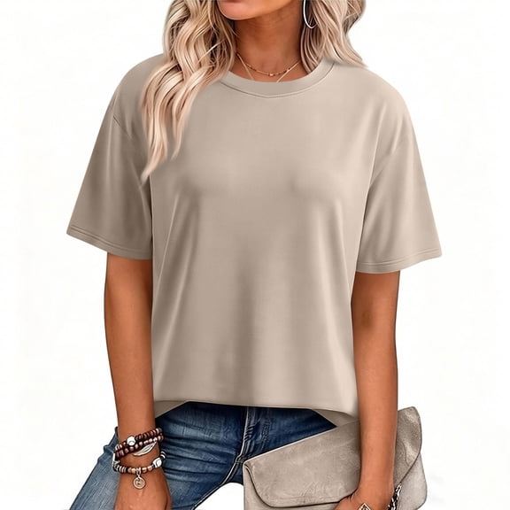 Women's Oversized Workout Cropped T Shirts Crew Neck Short Sleeve Casual Loose Summer Crop Tee Tops,2XL