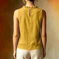 thumbnail image 6 of Women's Ruffle Trim Sleeveless Tank Top Summer Loose Fit High Neck Plain Shirts Casual Comfy Boho Beach Travel Tops Yellow, 6 of 6