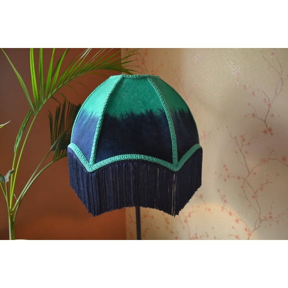 BespokeByNikita Blue Ombre Fringe Dome Lampshade