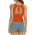 thumbnail image 4 of Women's Halter Neck Tie Tops Knit Tank Tops Sleeveless Vest Shirts, 4 of 6