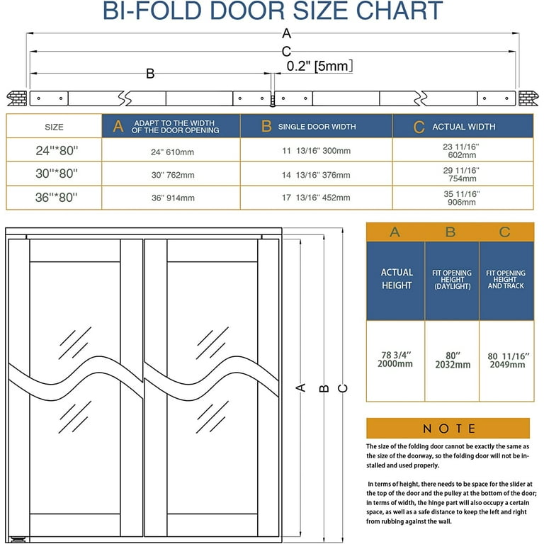 TENONER Closet Doors, 30''Single Frosted Glass Panel Bi-Fold Doors,  Assembly Required, Multifold Interior Doors, Folding Doors with Hardware  Kits