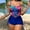 Blue, variant on QUNYINEY Hawaiian Women's Tankini Swimsuits Spaghetti Straps Square Neck Bathing Suit High Waisted Two Piece Swimsuit Sets