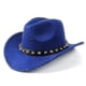 thumbnail image 1 of Western Cowboy Hat, Roll-up, Wide Brim With Punk Rivet Belt Capblue, 1 of 5