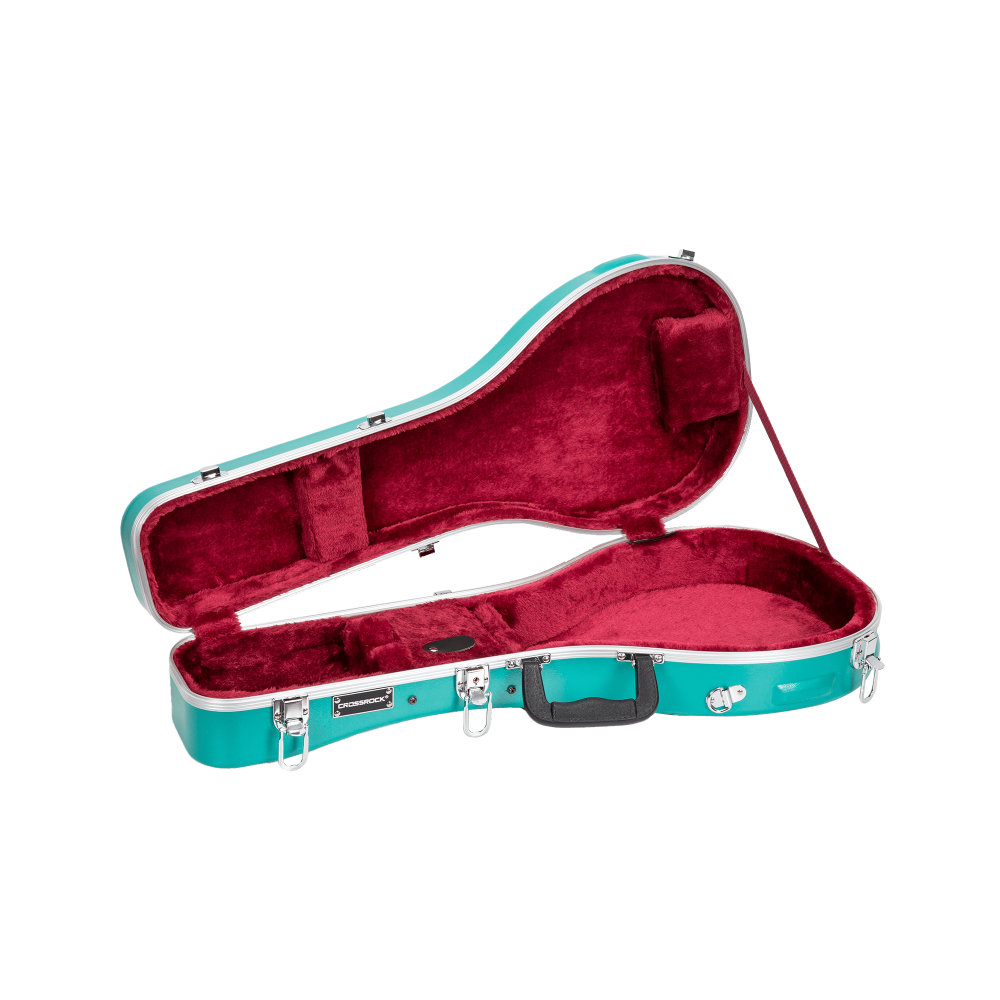 Crossrock A-style Mandolin Case | ABS Molded Hardshell with Security Lock, Metal Feet, and Detachable Straps-Mint Blue