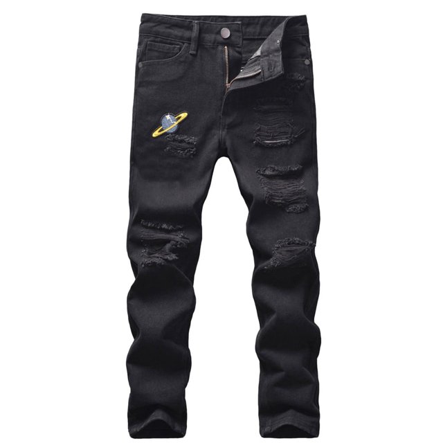 Pantalones vaqueros rectos desgastados y rotos para niños de 5 a 13 años, a la moda, ajustados, con cintura elástica y desgastados.