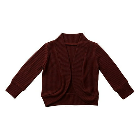 

Zlekejiko Toddler Kids Baby Girls Knitted Sweater Long Sleeve Cardigan Open Front Coats Fall Winter Solid Jacket