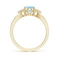 thumbnail image 2 of ANGARA Natural 1 ct Aquamarine Split Shank Ring with Trio Diamonds in 14K Yellow Gold for Women (Size-8x6mm) | March Birthstone, Anniversary, Jewelry Gift for Women | Natural Aquamarine Ring, 2 of 9