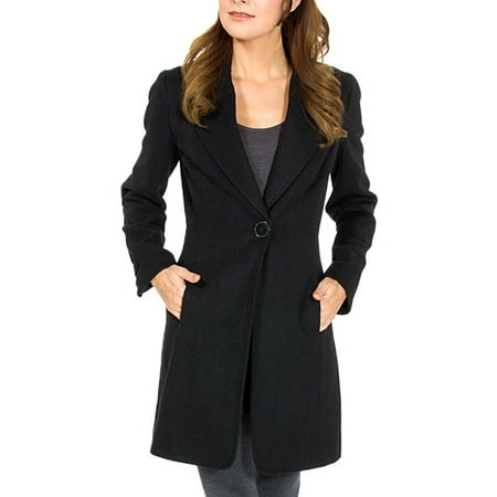 Alpine Swiss Stella Womens Wool Single Button Overcoat 7/8 Length Jacket Blazer