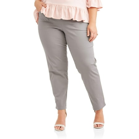 Just My Size - Women's Plus-Size 2-Pocket Pull-On Stretch Woven Pants ...