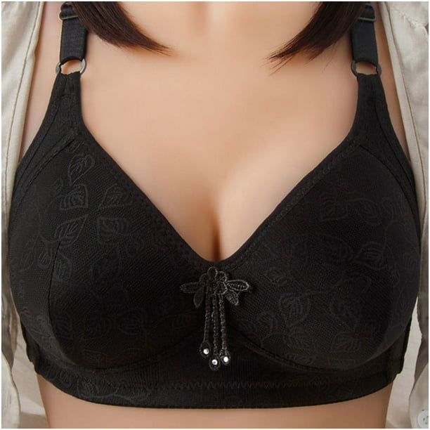 Ladies' Non Steel Ring Comfortable Breathable Gathering Lingerie Non Thin  Cup Smooth Text Sports Bra Non Elastic Bra, Black, A : : Clothing,  Shoes & Accessories