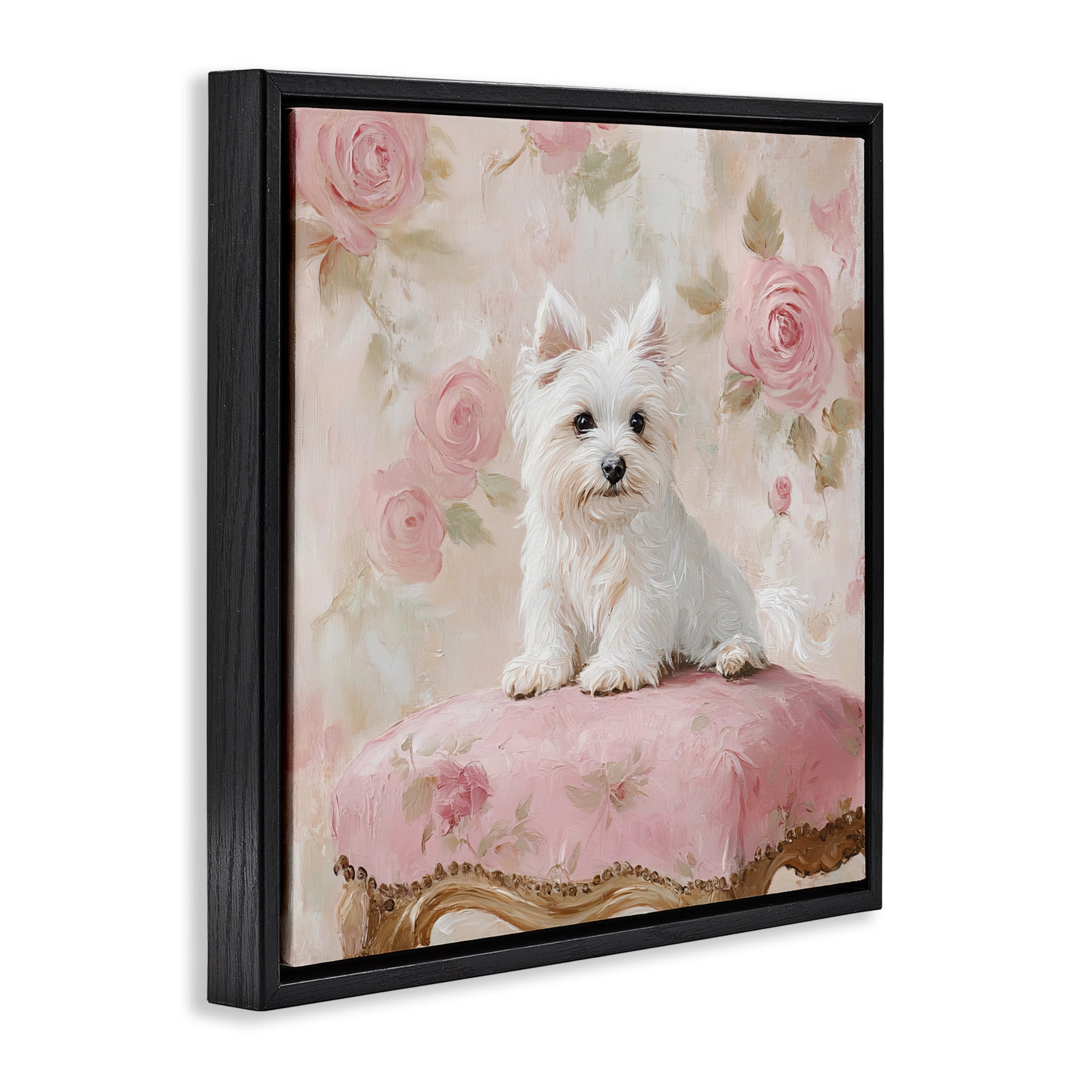 Stupell Industries Fancy Francesca Puppy Black Framed Floater Canvas Wall Art, design by Tina LeCour