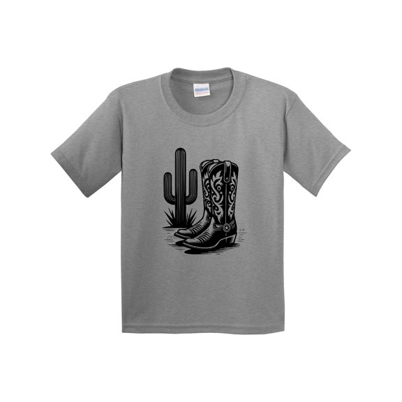 Inktastic Cowboy Cowgirl Boots Cactus Youth T-Shirt