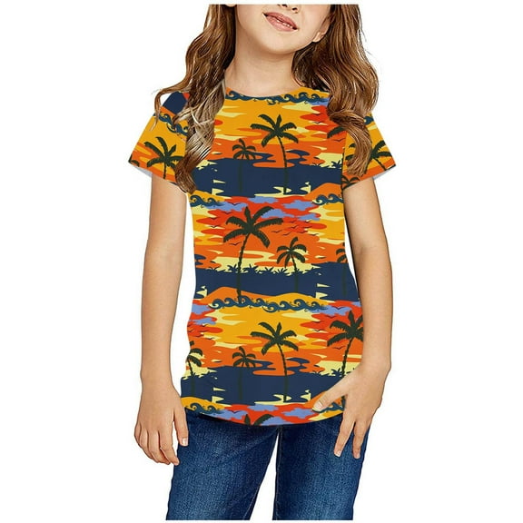Summer Savings! TAGOLD Toddler Girls Boys Summer Blouses Tops,Boys Girls Shirts Tshirt Short Sleeve Top Funny Graphic Tshirts 3-14 Years