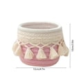 thumbnail image 3 of JHyouerji Polyester Woven Storage Basket with Tassels,Pink Compact Decorative Cylindrical Bin for Cosmetics Makeup Brushes Desk Bathroom Storage, 3 of 7