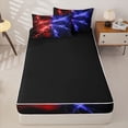 thumbnail image 4 of Homewish Red Blue Lightning Zipper Twin Comforter Sets with Fitted Sheet and 2 Pillowcases,Aesthetic Artwork Zipper Bedding Set,Black Reversible,4pcs, 4 of 8