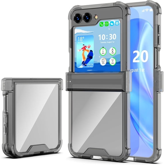 Samsung Galaxy Z Flip 5 Case with Hinge Protection, Clear Black, Full Cover Shockproof Phone Protection