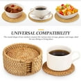 thumbnail image 2 of Pawsdot 1Set Cup Holder Coasters Rattan Coasters with Holder Black Titanium for Smartphone Use, 2 of 5