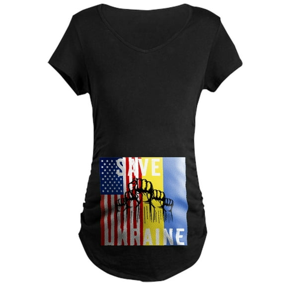 CafePress - Save Ukraine Stop War Maternity T Shirt - Maternity Dark T-Shirt