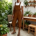 thumbnail image 2 of Aoochasliy Women Imitation Linen Cargo Short Jumpsuit with Pockets Adjustable Shoulder Straps Casual Overalls Romper for Daily Wear Outdoor Hiking, 2 of 7