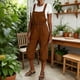thumbnail image 1 of TaTaai Women's Casual Linen Texture Overall Shorts Loose Fit Sleeveless Shoulder Straps Cargo Jumpsuit with Side Pockets Elegant Comfortable All Season One-Piece Outfit Gift, 1 of 7