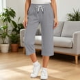 thumbnail image 6 of ATOGUTA Girl's Capris Pants Summer Loose Straight Leg Pants Elastic Waist Preppy Casual Trousers Gray, Size 5T-15, 6 of 8