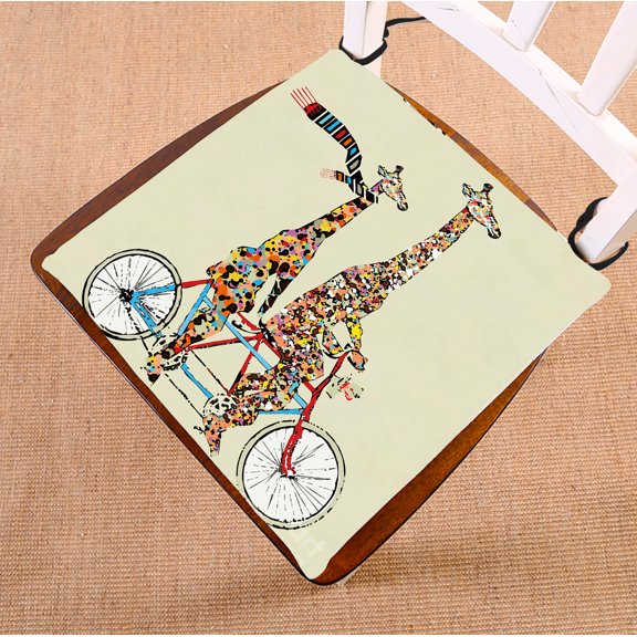 GCKG Giraffe Chair Pad Seat Cushion Chair Cushion Floor Cushion with Breathable Memory Inner Cushion and Ties Two Sides Printing 18x18 inches