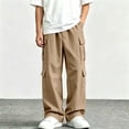 thumbnail image 4 of BXJX Boys Cargo Pants, Hiking Wide Leg Multi‑Pocket Elastic Waist Outdoor Pants for Fall Winter Khaki Size 5-6 T, 4 of 8