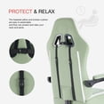 thumbnail image 2 of MCQ Computer Gaming Task Chair, High Back Ergonomic with Linkage Armrests, Footrest and Lumbar Support, 360° Swivel Wheels, Green, 2 of 9