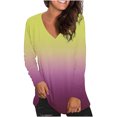 thumbnail image 2 of Camisetas de Manga Larga de las Mujeres Impresión de la Moda Casual V-Cuello Suelto Ajuste, Poliéster para Todas las Estaciones Diario Y Fiesta, 2 of 9