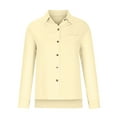 thumbnail image 2 of Birdeem Womens Solid Color Button Down Shirts V Neck Loose Blouse Longt Sleeve Casual Work Tunic Tops with Pocket, 2 of 10