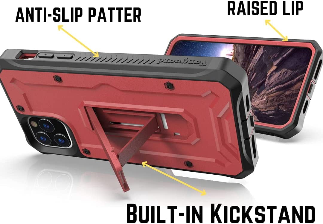 CaseBorne ArmadilloTek V Case for [iPhone 13 Pro] with Built-in Screen Protector & Kickstand Full-Body Multi-Layer Rugged - Red