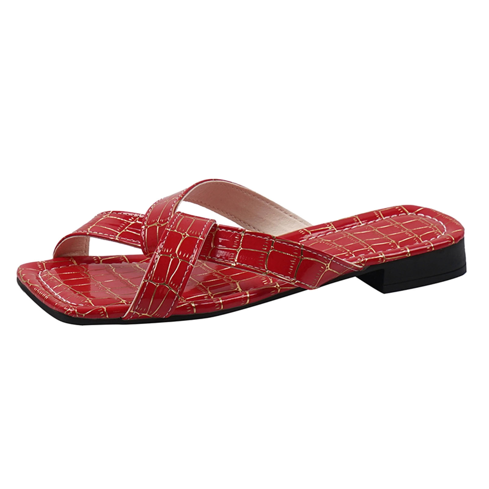 Cathalem Womens Flat Sandals Flip Flop Sandals Dressy Thong Sandals Red 39