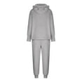 thumbnail image 5 of safuny Women's Casual Suit at Home Dressy Hoodede Neck with Ears Long Sleeve Solid Color Comfy Casual Plus Size Suit for Girlfriend Wife Daughter Gray XXL, 5 of 6