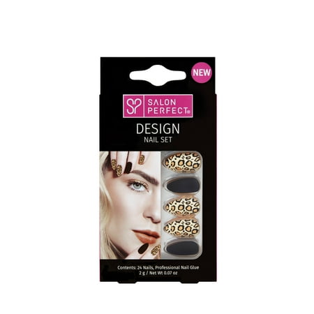 Salon Perfect Artificial Nail - Black & Leopard (Best Artificial Nails Brand)