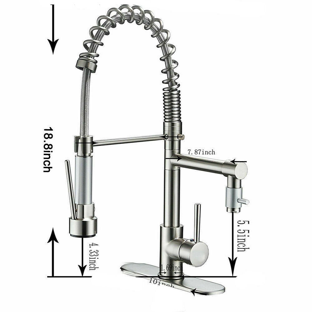 Senlesen Brushed Nickel Kitchen Sink Faucet Pull Down Spray Tap W/Plate