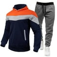 thumbnail image 2 of VBTAPA Men's Hooded Athletic Tracksuit Casual Sports 2 Pieces Suits Color Block Hoodies and Sweatpants Jogging Matching Set with Pockets Today's Deals Orange XXXL, 2 of 7