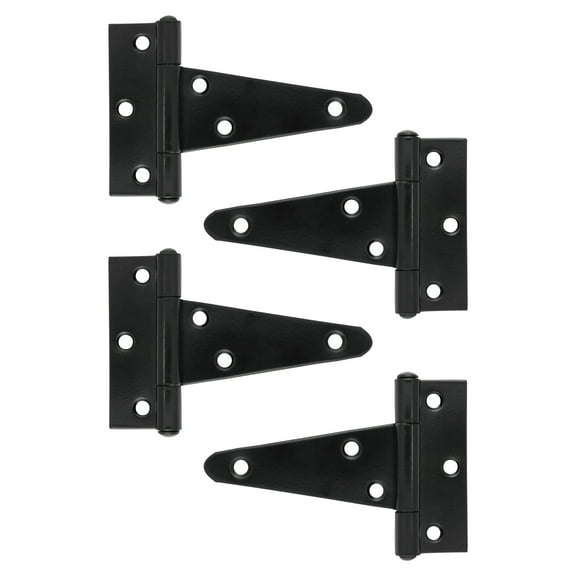 Design House T-Hinge 4" x 2.5" Matte Black Steel Gate Shutter, 4-pack